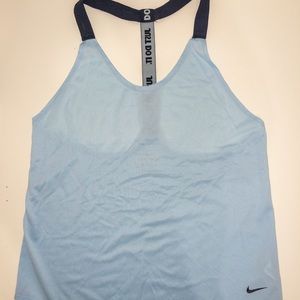 Nike Dri Fit Just Do It Elastika Strap Tank Top Women's Workout Light Blue Small
